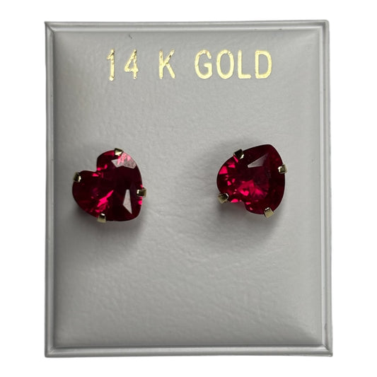 14k gold heart stud earrings 7x7mm