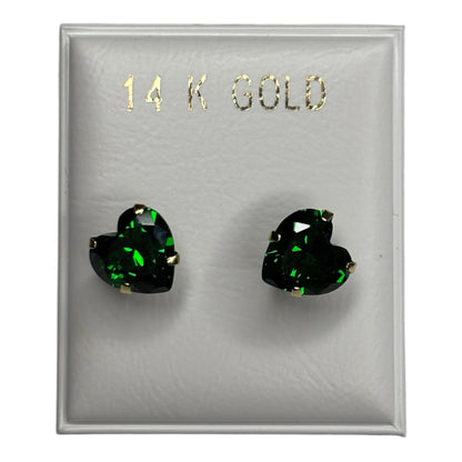 14k gold heart stud earrings 7x7mm