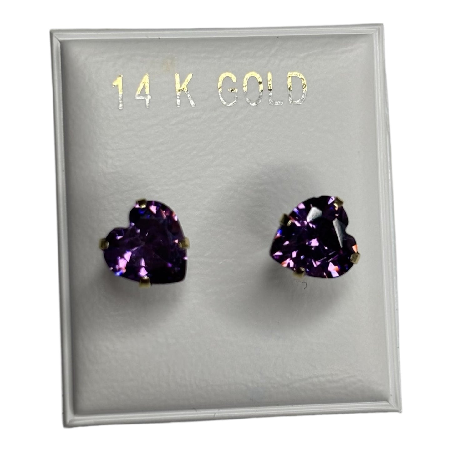14k gold heart stud earrings 7x7mm