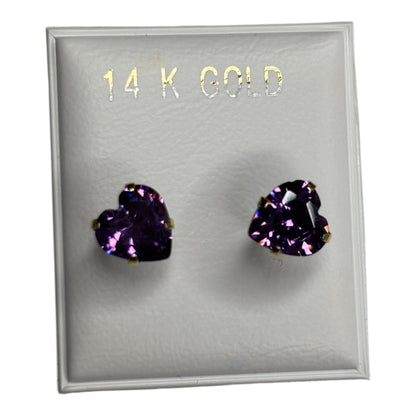 14k gold heart stud earrings 7x7mm