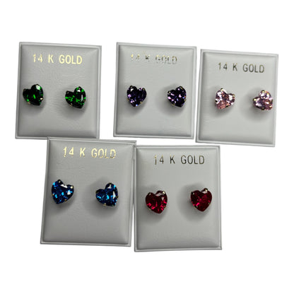 14k gold heart stud earrings 7x7mm