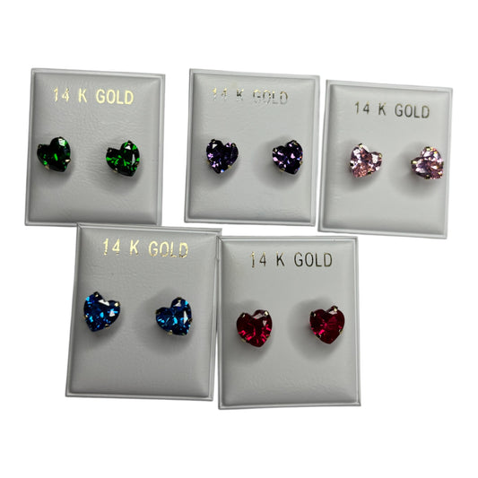 14k gold heart stud earrings 7x7mm