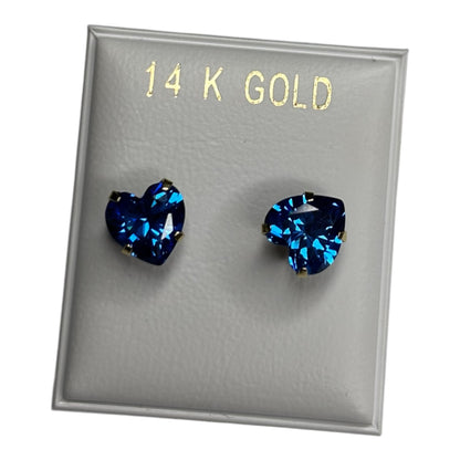 14k gold heart stud earrings 7x7mm