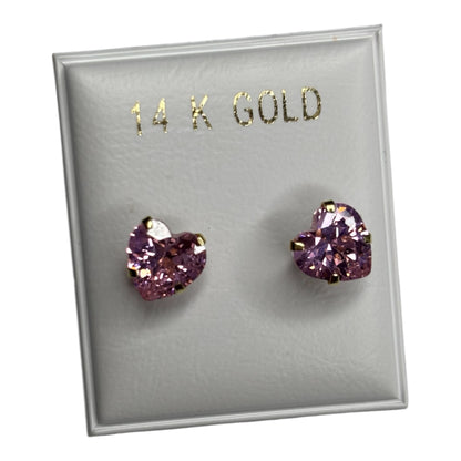 14k gold heart stud earrings 7x7mm